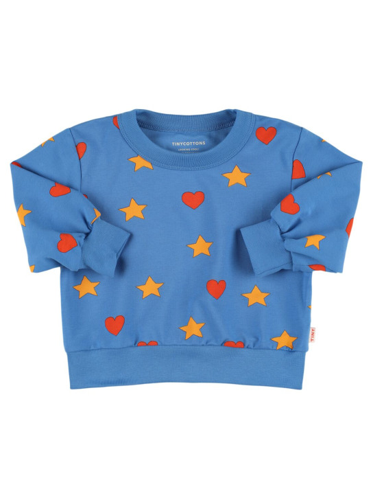 Tiny Cottons: Printed Pima cotton sweatshirt - Blue - kids-girls_0 | Luisa Via Roma