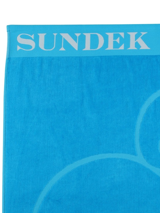 SUNDEK: Toalla de playa de algodón de rizo con logo - Azul Claro - men_1 | Luisa Via Roma