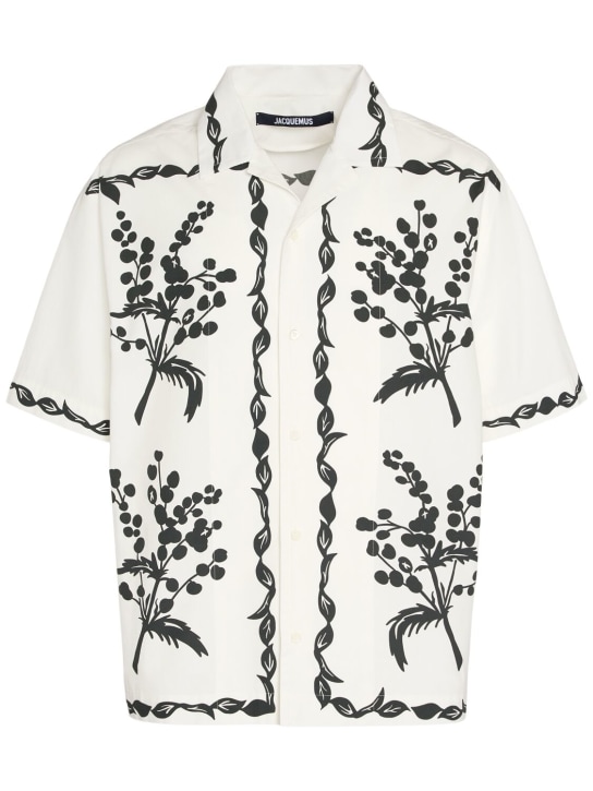 Jacquemus: Camisa de algodón con estampado - Print Mimosa Fr - men_0 | Luisa Via Roma