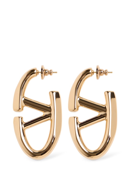 Valentino Garavani: 50mm V Logo Moon earrings - Gold - women_0 | Luisa Via Roma