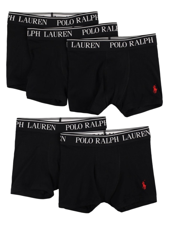 Polo Ralph Lauren: Set di 5 boxer in cotone stretch - Nero - kids-boys_0 | Luisa Via Roma