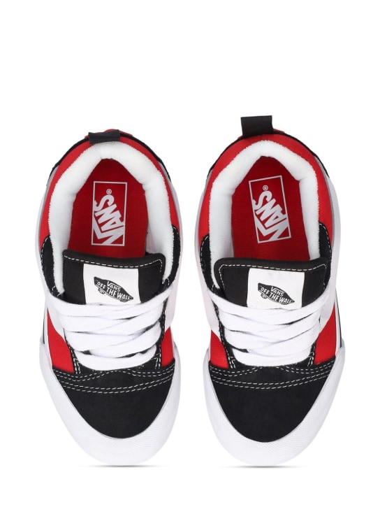 Vans: Knu Skool leather sneakers - Black/Red - kids-girls_1 | Luisa Via Roma