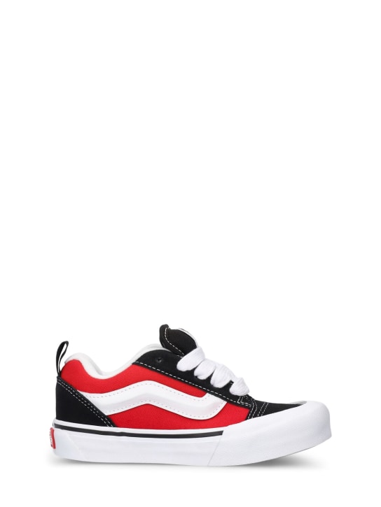 Vans: Knu Skool leather sneakers - Black/Red - kids-boys_0 | Luisa Via Roma