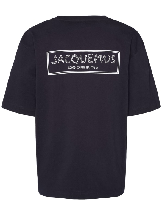 Jacquemus: T-shirt imprimé Le T-Shirt Merò - Bleu Marine Foncé - men_0 | Luisa Via Roma