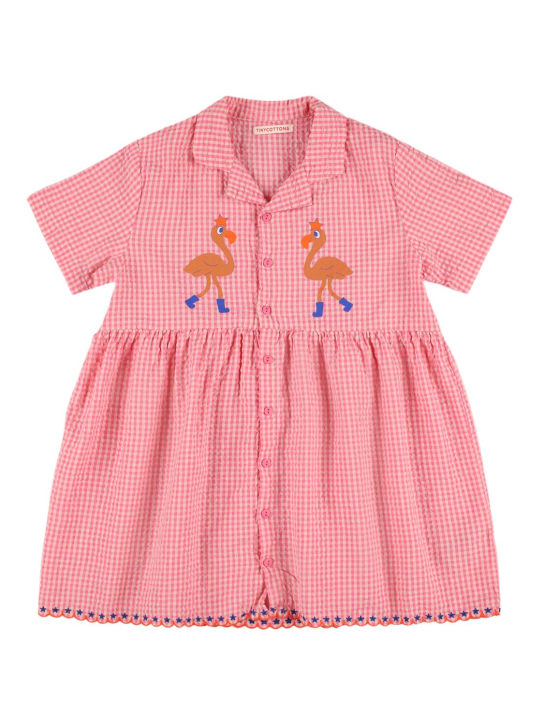 Tiny Cottons: Flamingo印花棉质连衣裙 - 粉色 - kids-girls_0 | Luisa Via Roma