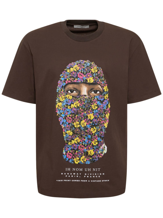 Ih Nom Uh Nit: T-Shirt mit mehrfarbiger Blumenmaske - Braun - men_0 | Luisa Via Roma