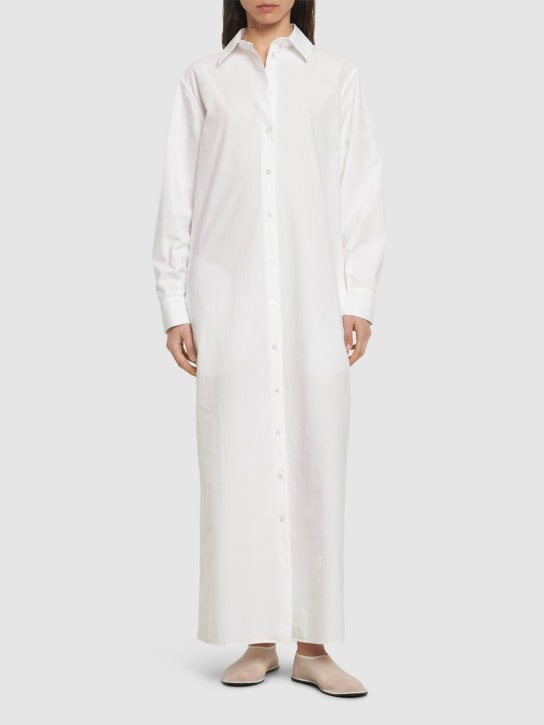 The Row: Robe chemise longue en popeline Izumi - Blanc Cassé - women_1 | Luisa Via Roma
