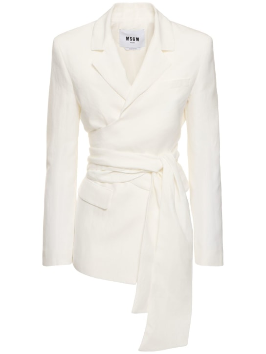 MSGM: Veste en satin envers avec foulard - Blanc Cassé - women_0 | Luisa Via Roma