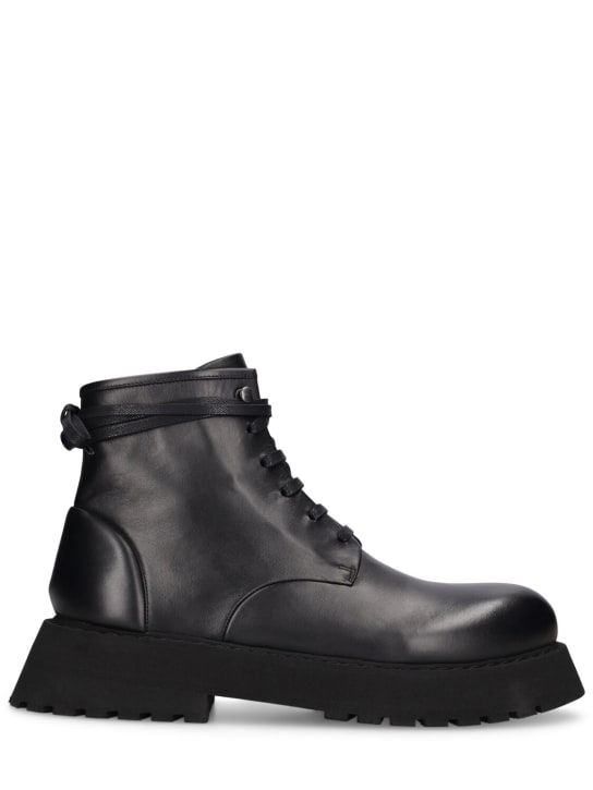 Marsell: Micarro leather lace-up boots - Siyah - men_0 | Luisa Via Roma
