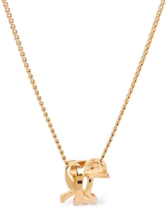 Saint Laurent: YSL Twist charm chain necklace - Altın Rengi - women_0 | Luisa Via Roma
