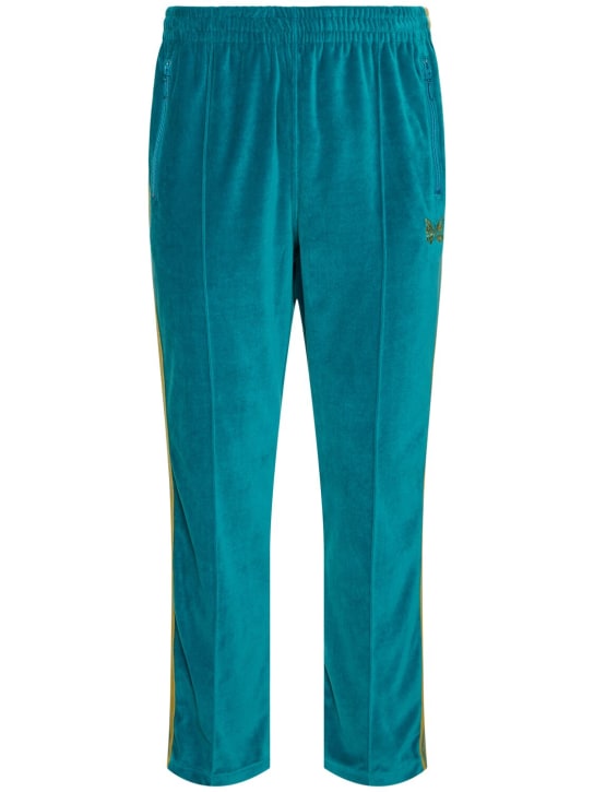 Needles: Pantalon de survêtement en velours à logo Needles - A-turquoise - men_0 | Luisa Via Roma