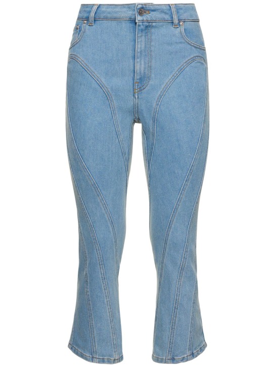 MUGLER: Kürzere Jeans aus Stretch-Denim - Hellblau - women_0 | Luisa Via Roma