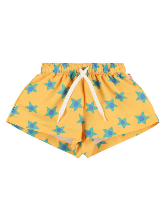 Tiny Cottons: Printed nylon swim shorts - Yellow - kids-boys_0 | Luisa Via Roma