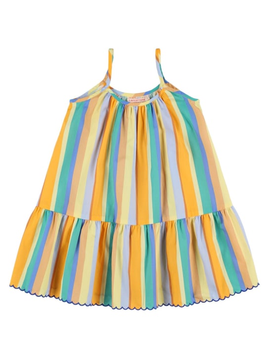 Tiny Cottons: Striped print organic cotton dress - Renkli - kids-girls_0 | Luisa Via Roma