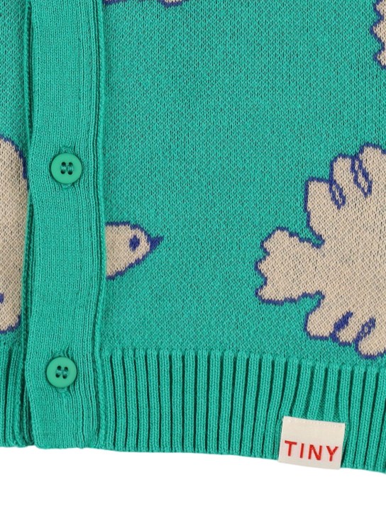 Tiny Cottons: 鸽子嵌花棉质针织开衫 - 绿色 - kids-girls_1 | Luisa Via Roma