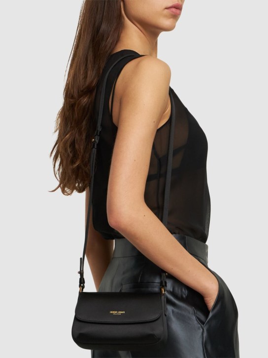 Giorgio Armani: Mini Le Prime soft satin shoulder bag - Black - women_1 | Luisa Via Roma