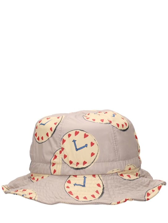 Jellymallow: Clock printed cotton bucket hat - Grey - kids-girls_0 | Luisa Via Roma