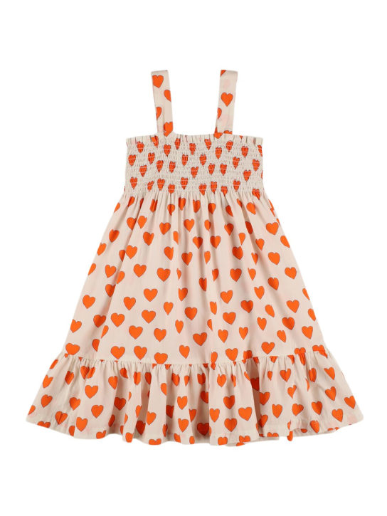 Tiny Cottons: Heart print cotton dress - Beyaz/Kırmızı - kids-girls_0 | Luisa Via Roma