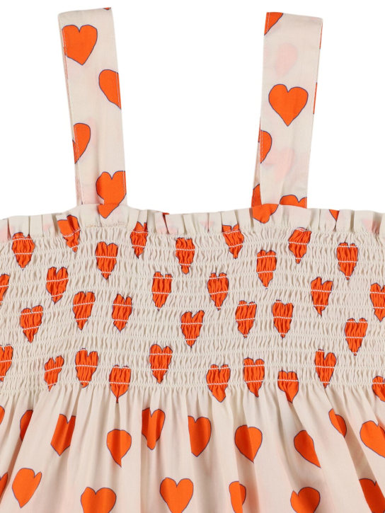 Tiny Cottons: Heart print cotton dress - Beyaz/Kırmızı - kids-girls_1 | Luisa Via Roma