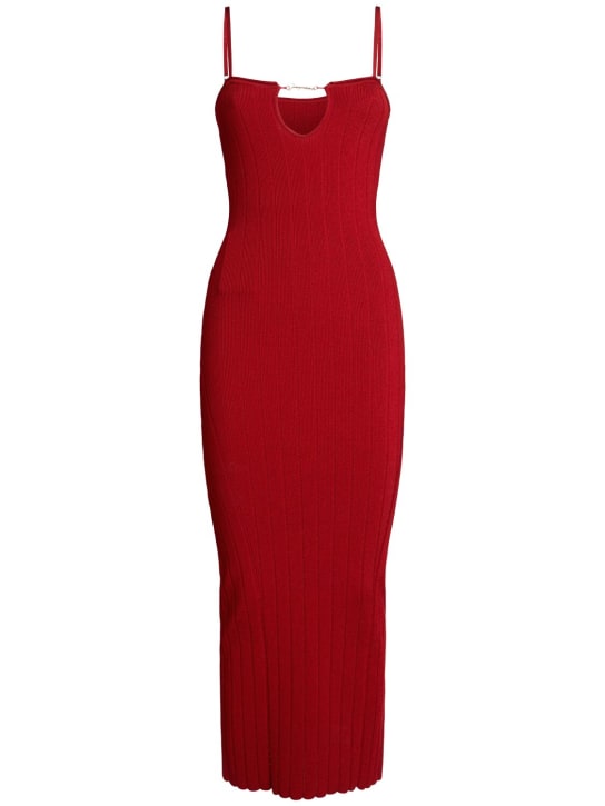 Jacquemus: La Robe Sierra Bretelles midi dress - Koyu Kırmızı - women_0 | Luisa Via Roma