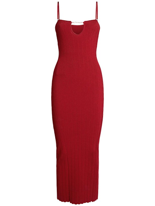 Jacquemus: Robe mi-longue La Robe Sierra Bretelles - Rouge Foncé - women_0 | Luisa Via Roma