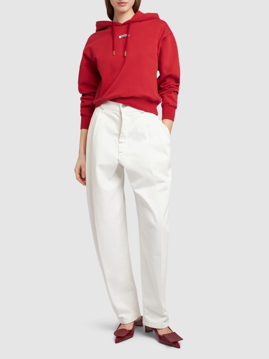 Jacquemus: Sudadera de algodón con capucha - Rojo Oscuro - women_1 | Luisa Via Roma