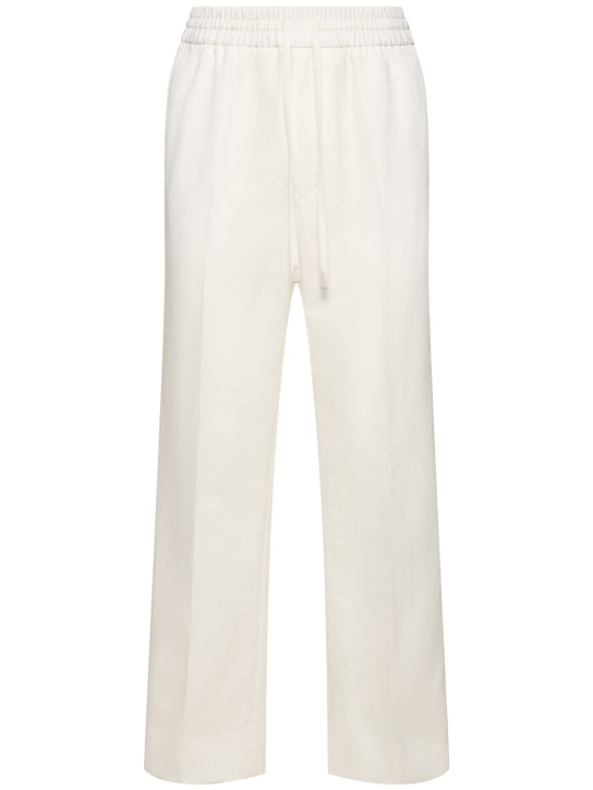 Brioni: Pantalon de survêtement en coton et lin Asolo - Blanc Cassé - men_0 | Luisa Via Roma