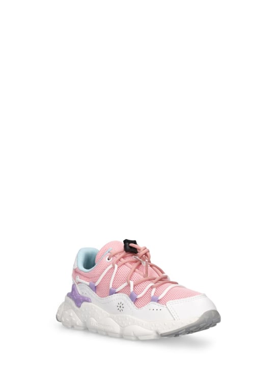Flower Mountain: Lace-up sneakers - White/Pink - kids-girls_1 | Luisa Via Roma