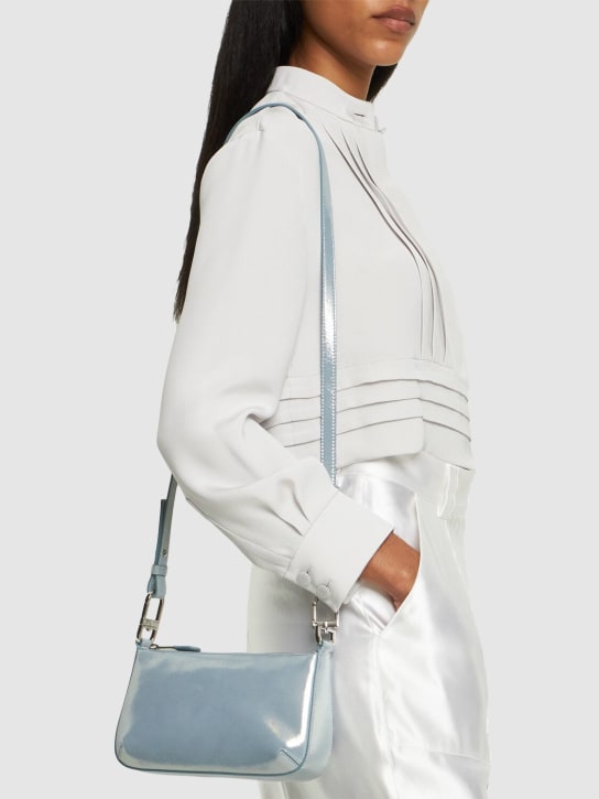 Giorgio Armani: Petit sac porté épaule en cuir brillant - Gris - women_1 | Luisa Via Roma