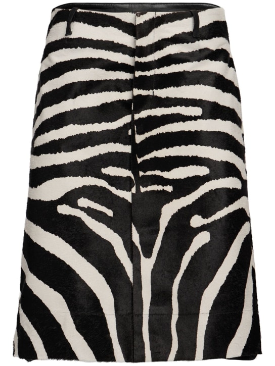Jacquemus: La Jupe Tozzi zebra leather midi skirt - Black/White - women_0 | Luisa Via Roma