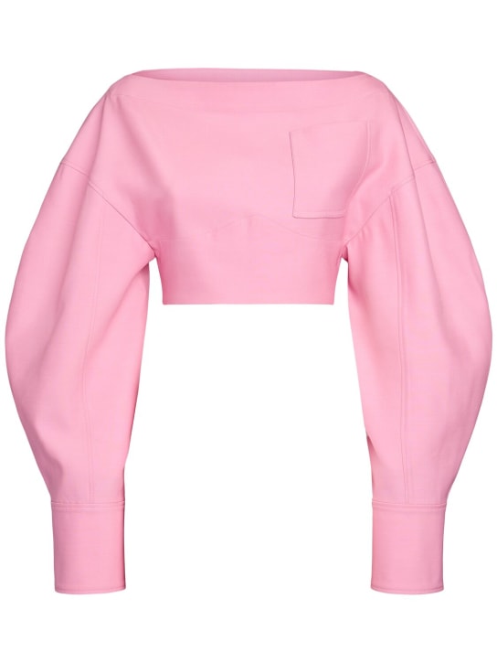 Jacquemus: Le Haut Casaco wool & silk top - Pink - women_0 | Luisa Via Roma