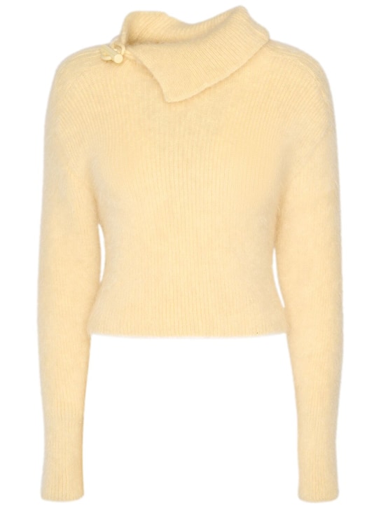 Jacquemus: Le Pull Marina mohair blend knit sweater - Light Yellow - women_0 | Luisa Via Roma