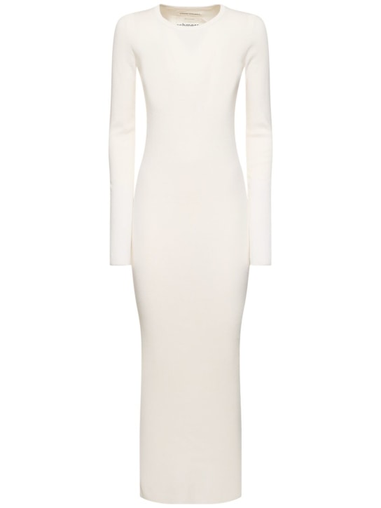 Extreme Cashmere: Snake cotton & cashmere long dress - Beyaz - women_0 | Luisa Via Roma