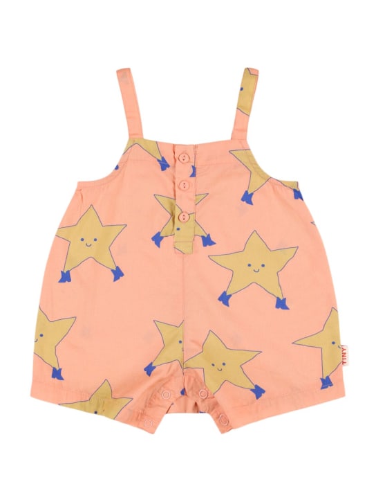 Tiny Cottons: Star print cotton jumpsuit - Açık Pembe - kids-girls_0 | Luisa Via Roma