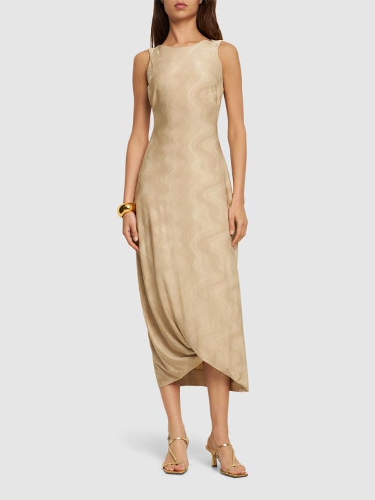 Giorgio Armani: Viscose jacquard sleeveless long dress - Bej - women_1 | Luisa Via Roma