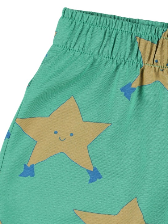 Tiny Cottons: Star print Pima cotton shorts - Green - kids-boys_1 | Luisa Via Roma