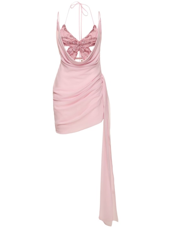 Blumarine: Embroidered silk mini dress - Pink - women_0 | Luisa Via Roma