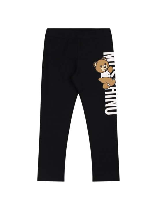 Moschino: Cotton jersey leggings - Siyah - kids-girls_0 | Luisa Via Roma