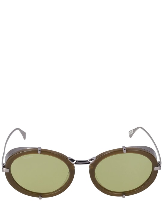 Max Mara: Gafas de sol redondas metalizadas - Shiny Green - women_0 | Luisa Via Roma
