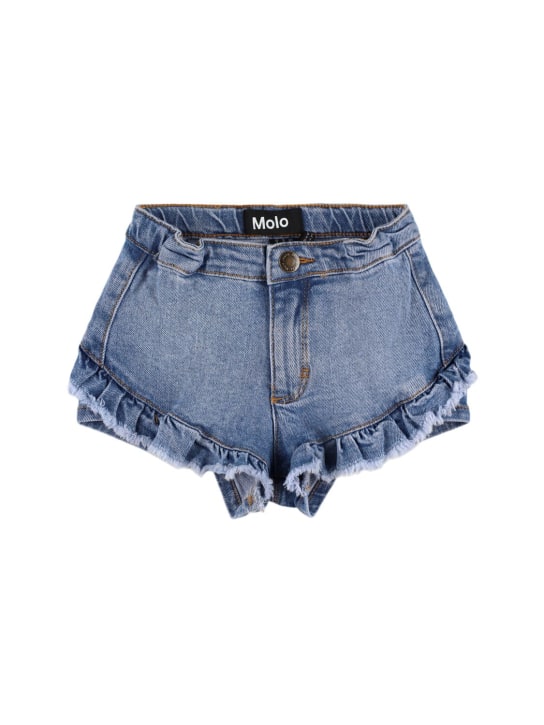 Molo: Stonewashed cotton denim shorts - Kot - kids-girls_0 | Luisa Via Roma