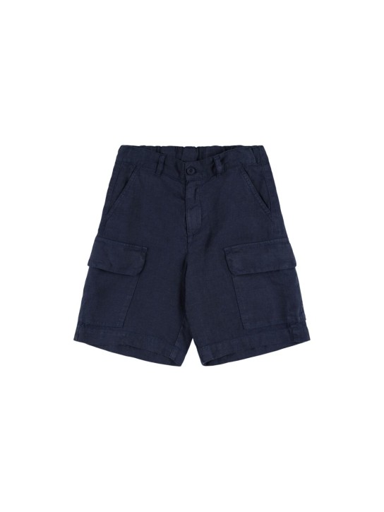 ASPESI: Shorts cargo in lino - Navy - kids-boys_0 | Luisa Via Roma