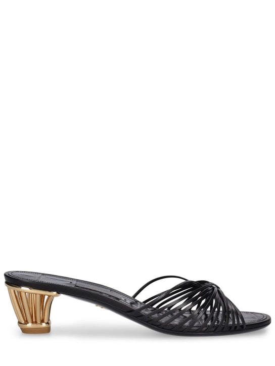 Ferragamo: 40mm Aryana leather mule sandals - Siyah - women_0 | Luisa Via Roma