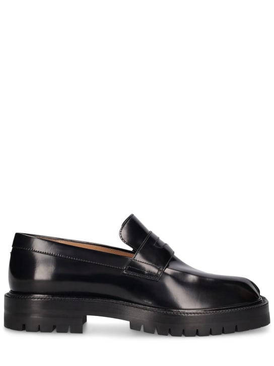Maison Margiela: Tabi leather loafers - Black - men_0 | Luisa Via Roma