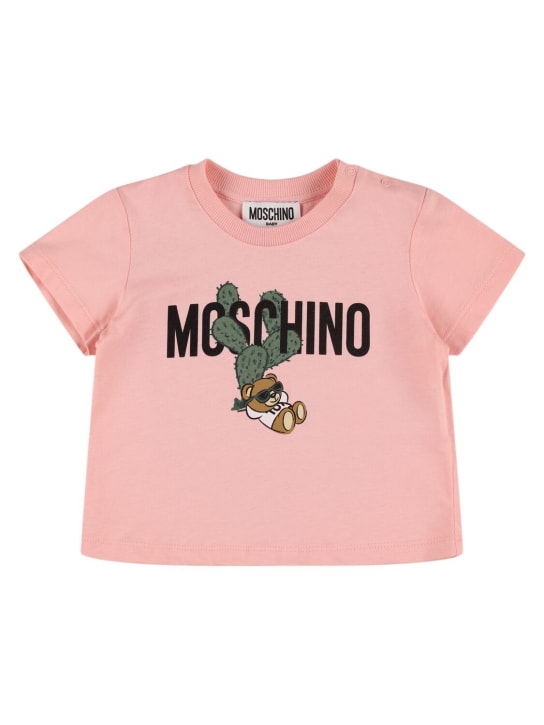 Moschino: Cotton jersey t-shirt - Pembe - kids-girls_0 | Luisa Via Roma