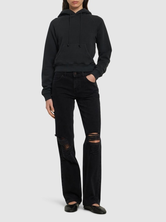 The Row: Carel distressed midrise straight jeans - Black - women_1 | Luisa Via Roma