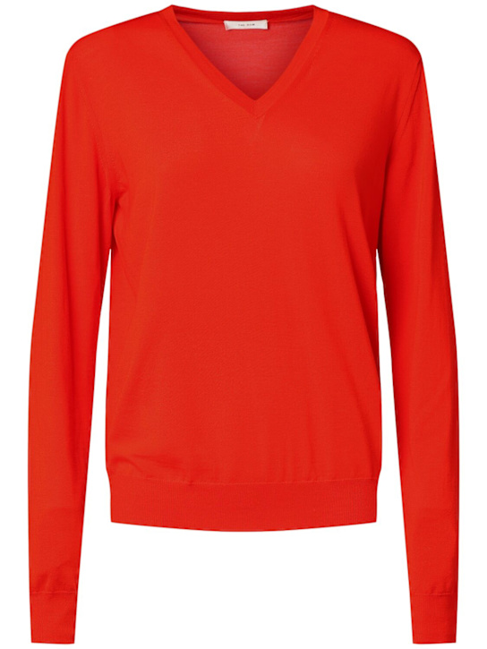 The Row: Haius knit v-neck sweater - Red - women_0 | Luisa Via Roma