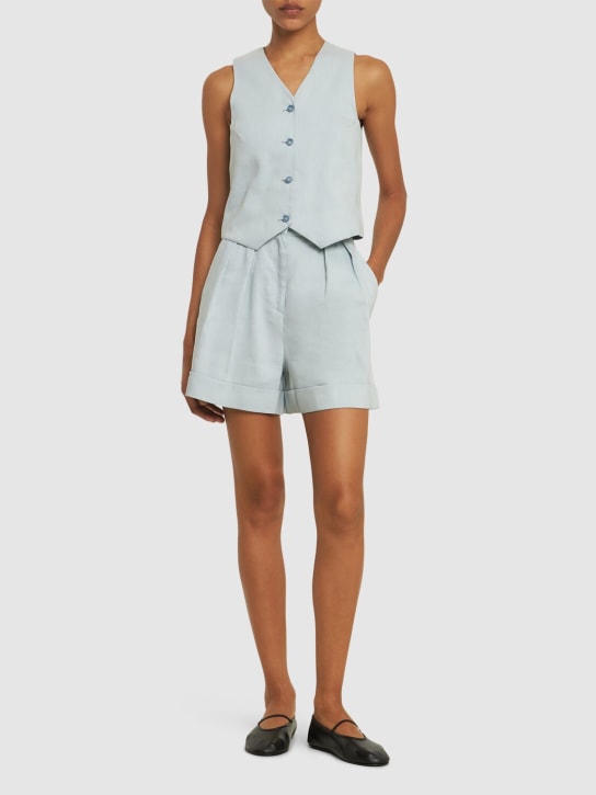 The Andamane: Rina high waist linen blend shorts - Mavi - women_1 | Luisa Via Roma