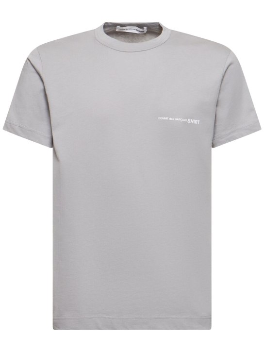 Comme des Garçons Shirt: Logo cotton t-shirt - Gri - men_0 | Luisa Via Roma