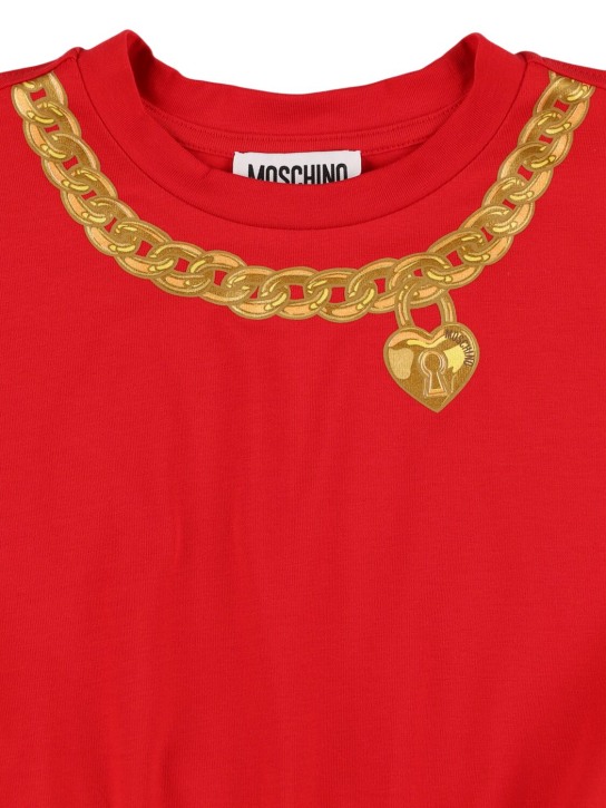 Moschino: T-shirt cropped in jersey di cotone - Rosso - kids-girls_1 | Luisa Via Roma