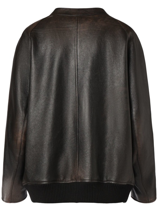 The Row: Kengia leather bomber jacket - Dark Brown - women_4 | Luisa Via Roma